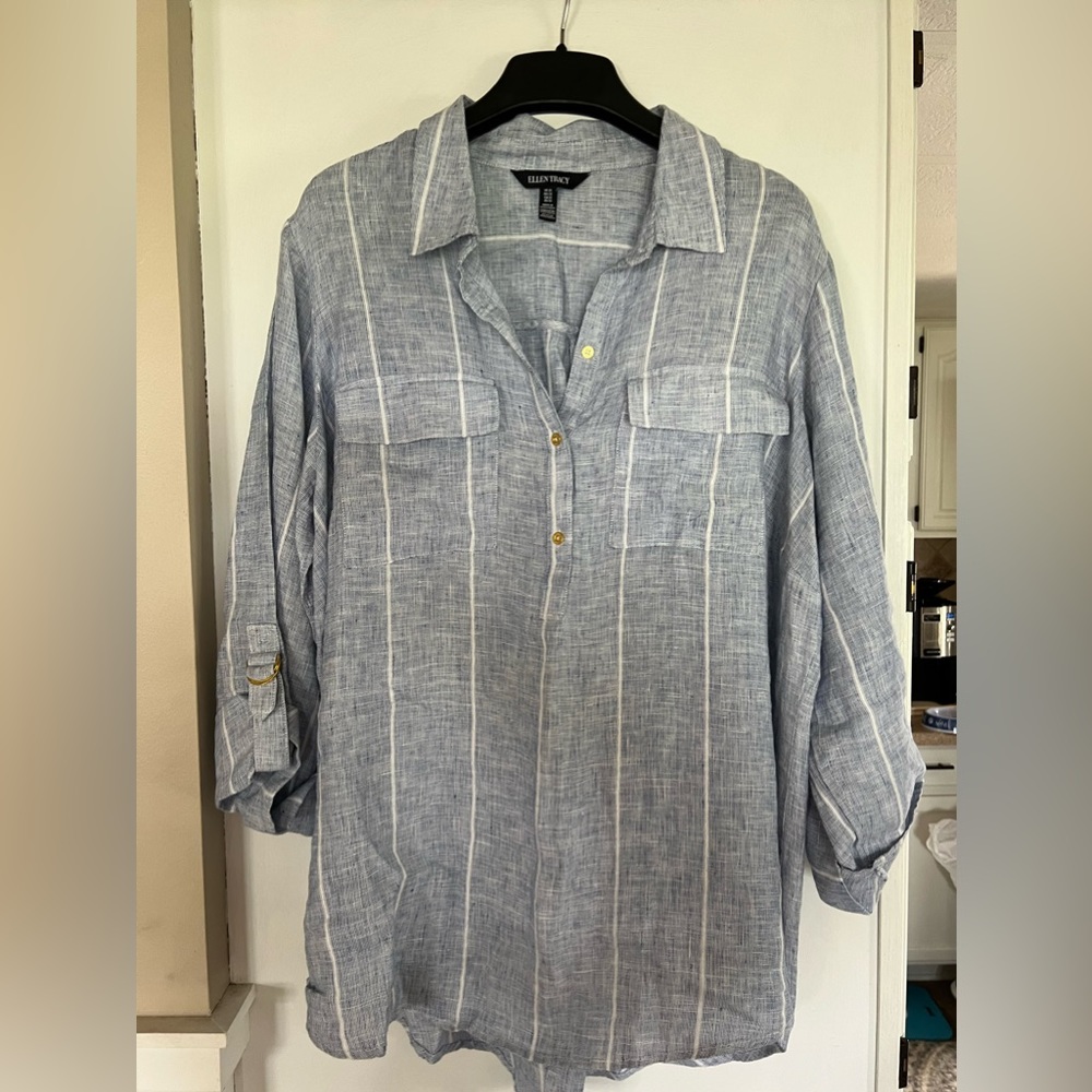 Ellen Tracy 1X linen blouse like new